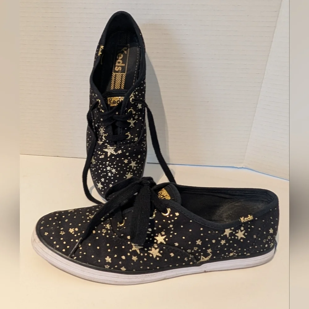 KEDS Celestial Sneakers‎ Black And Gold Stars Sz. 7.5